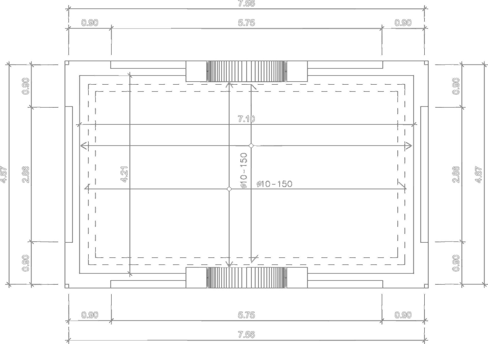 Ein Bild von einer Zeichnung von einem Grundriss mit Maßen an den Linien