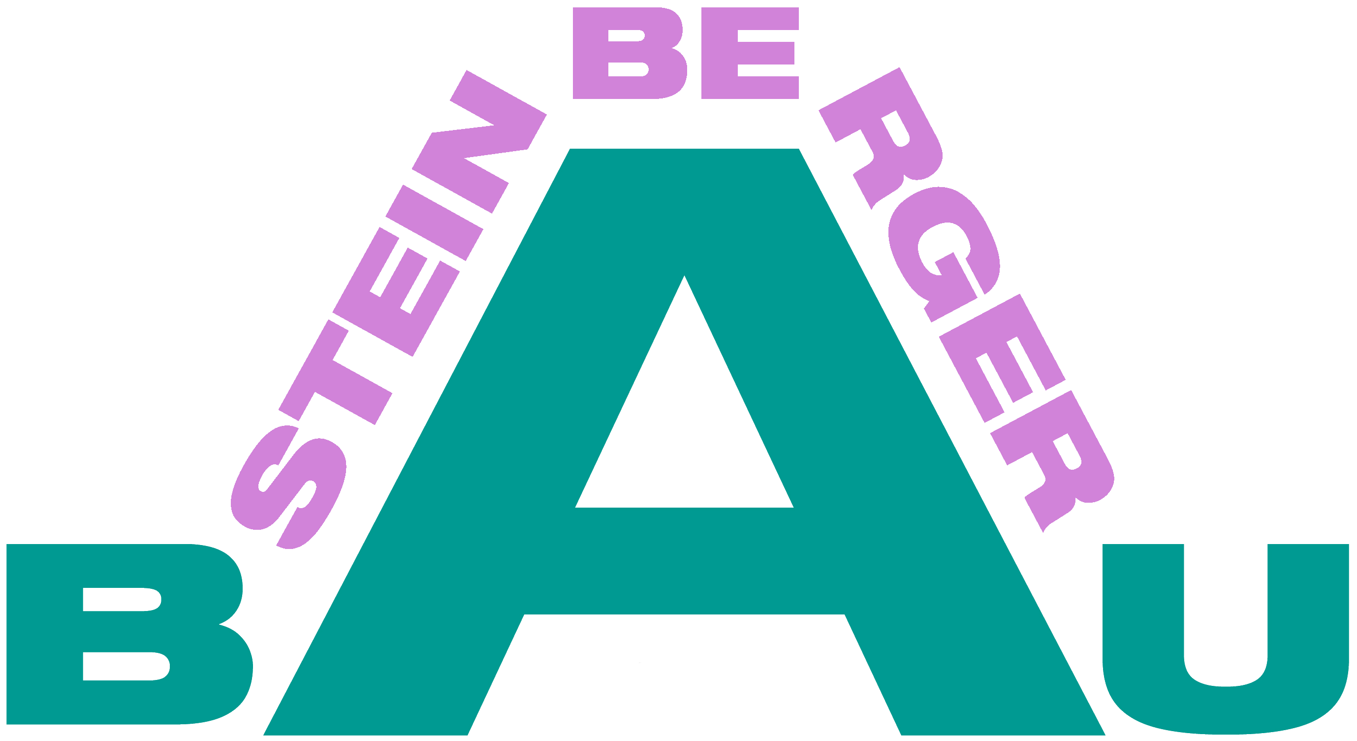 Ein Logo mit der Schrift Steinberger BAU in Form von einem Dach